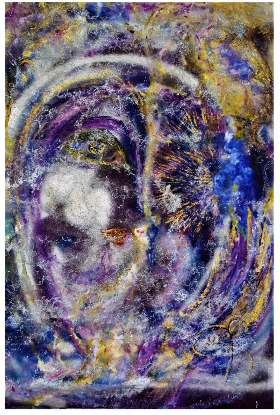 Mother of the Universe. Rice paper, Mineral paintings, Mixed media. Framed