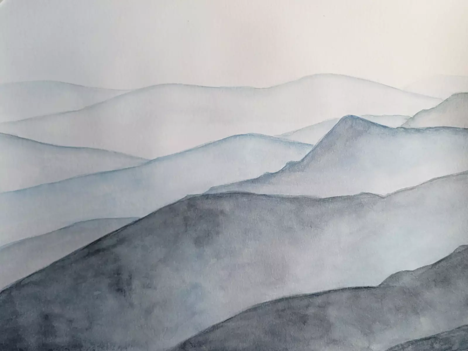 Mountains. Watercolor on paper. Framed.