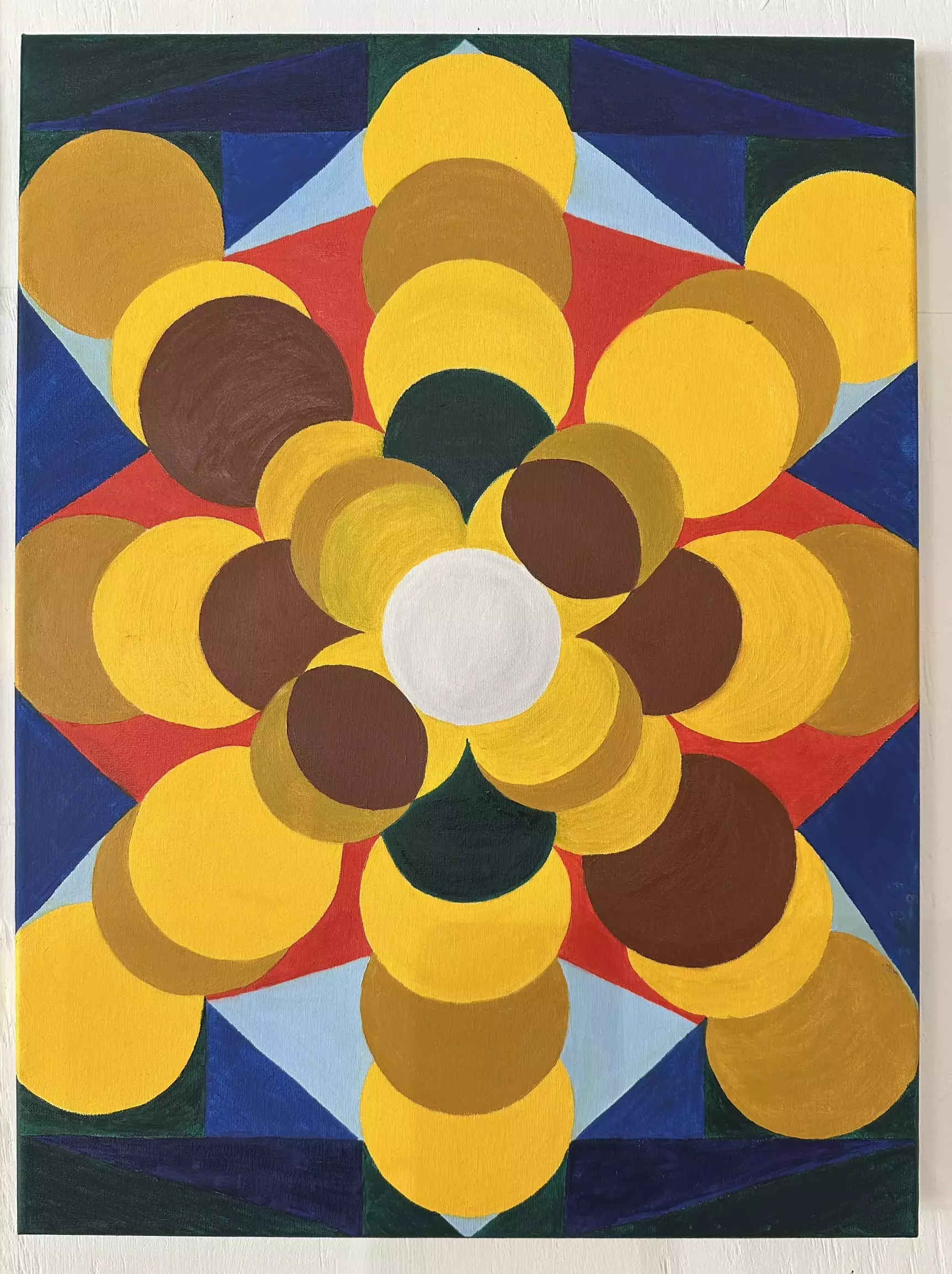 Solar Geometry of the Heart, 2026, Aziza Azizova, oil painting, geomerty, 3D painting, 18"x24"