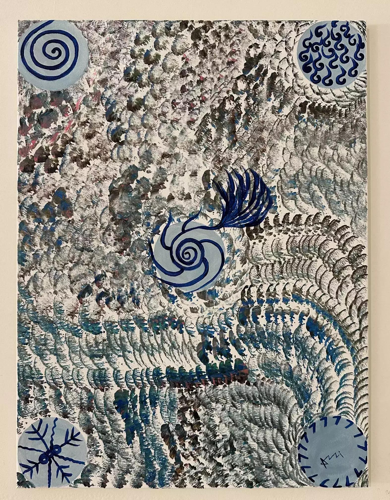 Currents of the Subconscious, 2026, Aziza Azizova, abstract painting, acrylic on canvas, 18"x24".