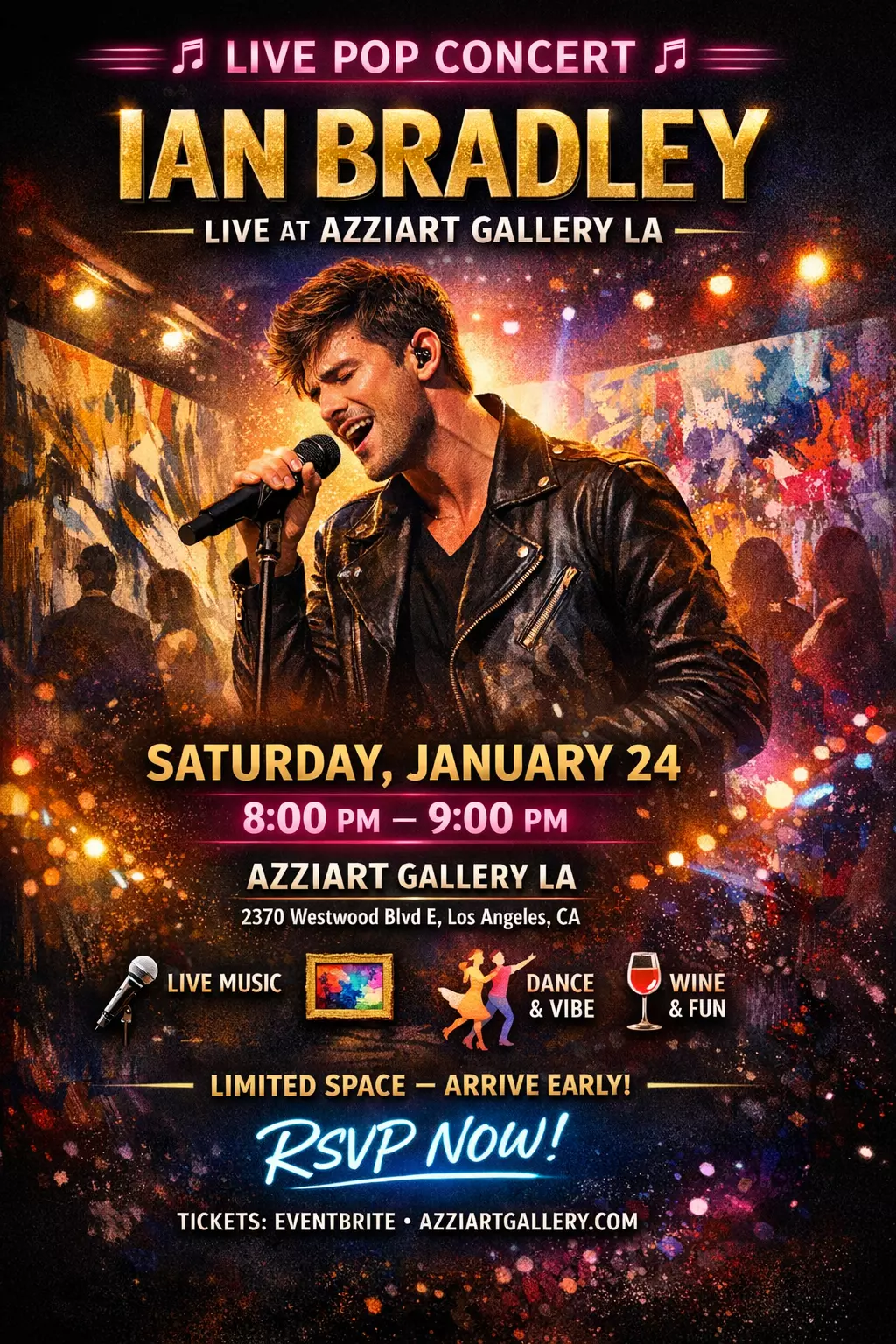 LIVE POP CONCERT  IAN BRADLEY — LIVE AT AZZIART GALLERY LA