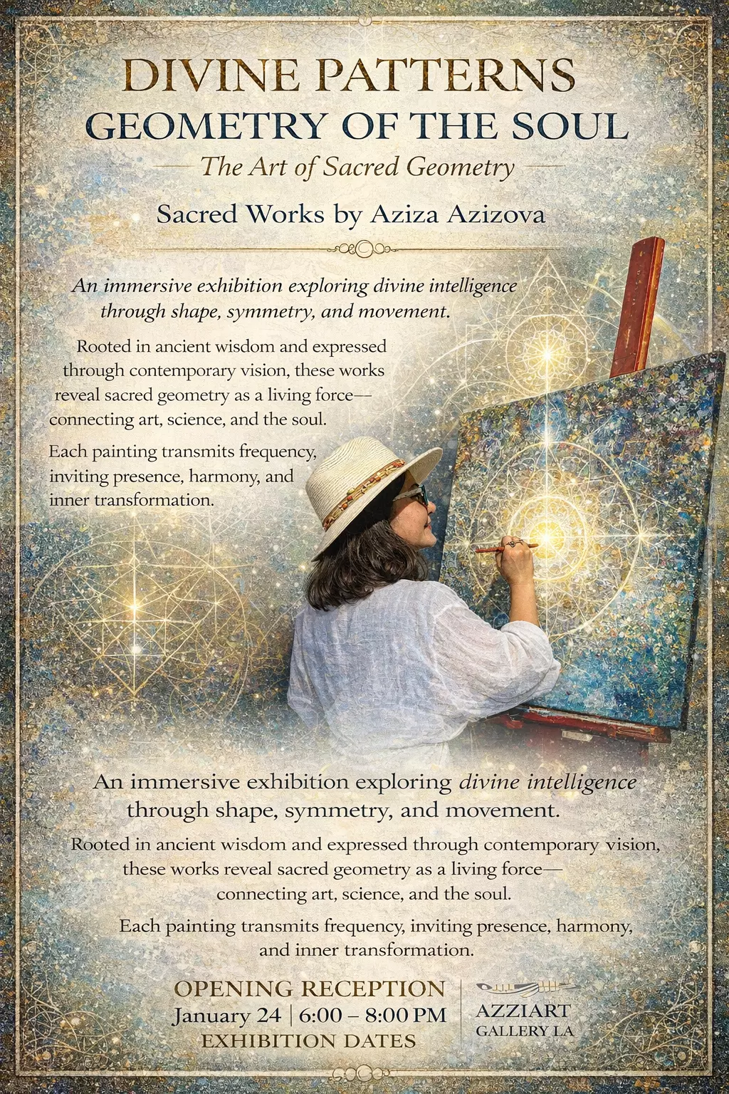 DIVINE PATTERNS.  GEOMETRY OF THE SOUL.  The Art of Sacred Geometry.   Sacred Works by Aziza Azizova