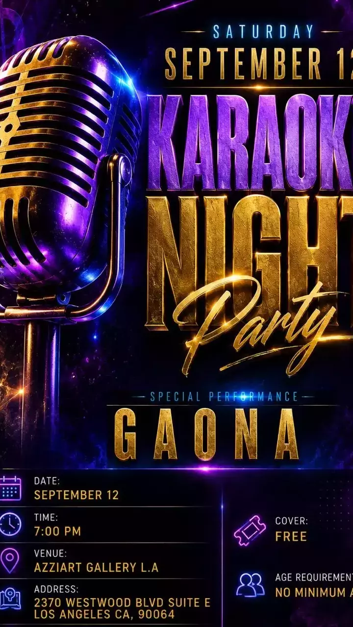 September 12, 2026. KARAOKE NIGHT AT AZZIART GALLERY LA INTERNATIONAL. ORGANIZED BY GAONA JOSE & AZIZA AZIZOVA.