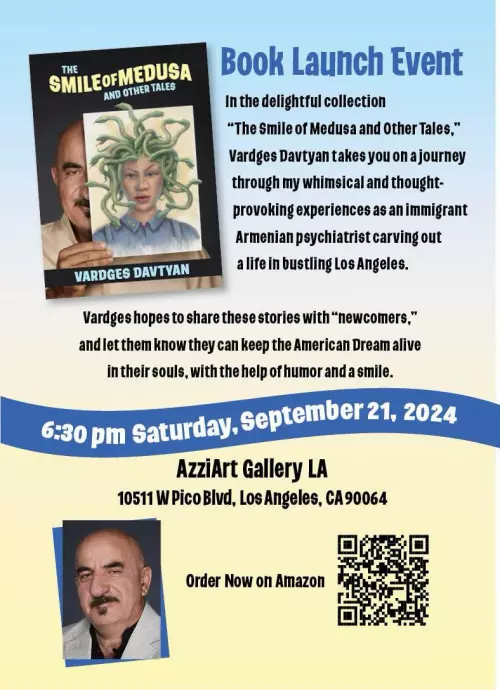 Saturday, September 21, 2024. Smile of Medusa, Vardges Davtyan, Book Launch Event.