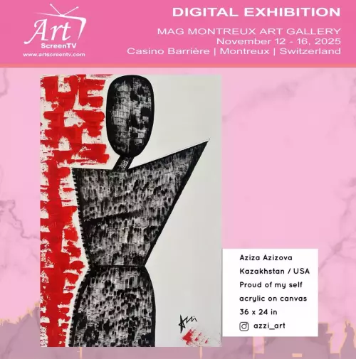 Artwork by Aziza Azizova “Proud of my self” @azzi_art will be showcased at the Digital Exhibition of MAG Montreux Art Gallery presented by Art Screen TV, taking place at Casino Barrière, Montreux, Switzerland – November 12–16, 2025.