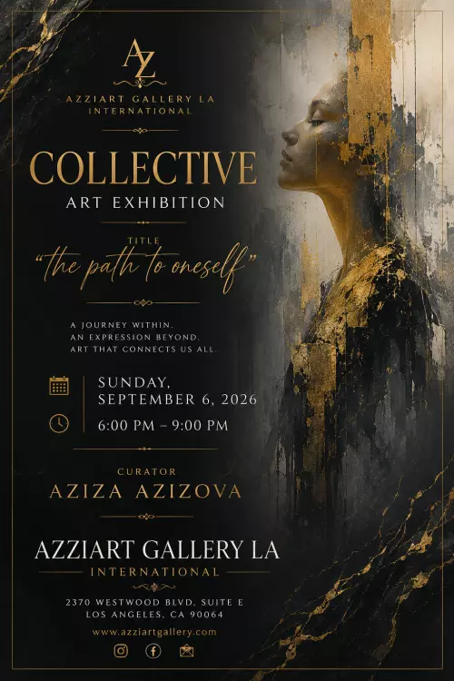 Opening Reception. Sunday, September 6, from 6pm-9pm. Collective Art Exhibition. THE PATH TO ONESELF. AZZIART GALLERY LA INTERNATIONAL. CURATED BY AZIZA AZIZOVA.